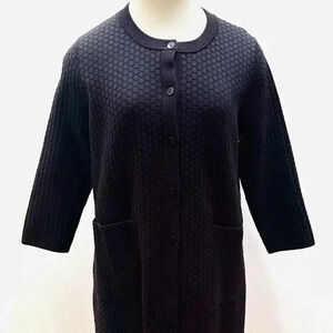 LOFT PETITE Women Long Sleeve Button Down High Neck Black Shirt Petite Medium